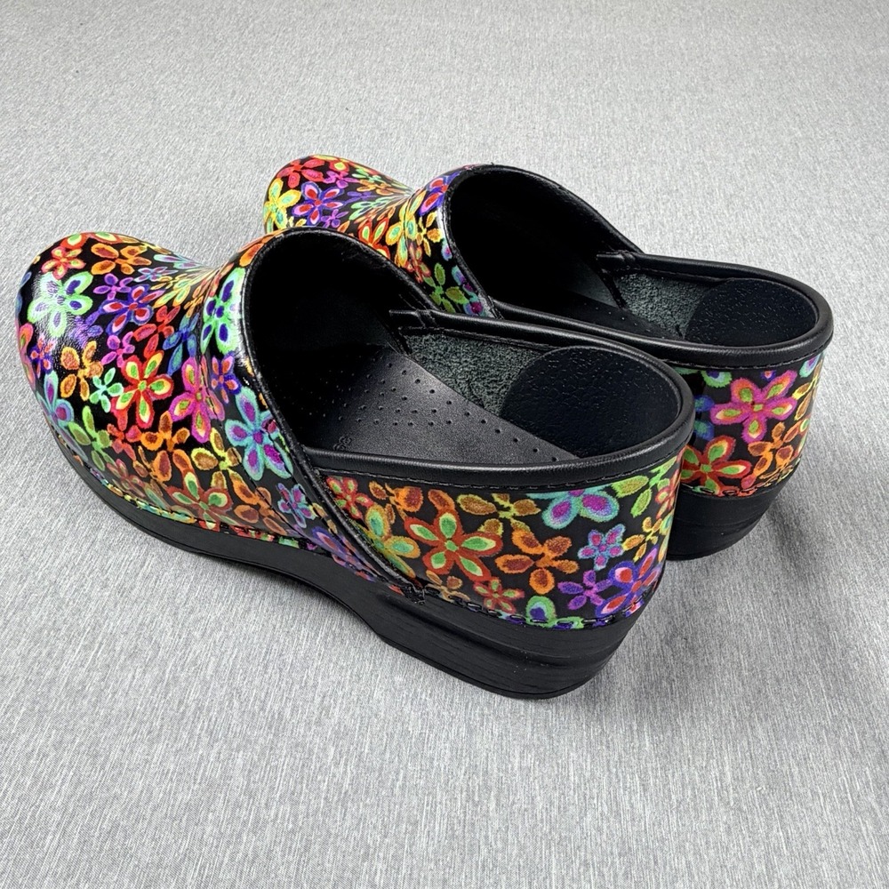 Dansko Professional Shoes Womens Size 39 Floral Patent Leather Clogs Comfort - Picture 7 of 15